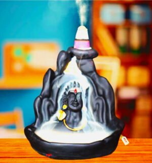 Adiyogi Smoke Fountain with 10 Free Smoke Backflow Scented Cone Polyresin Incense Holder Set  (Black)