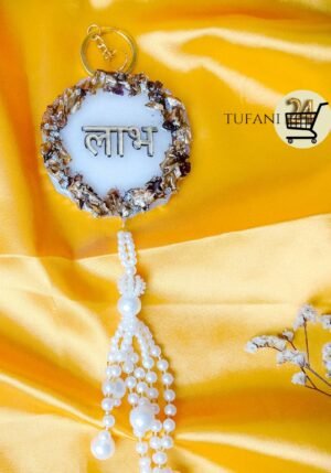 White  8" Inch Pooja Thali & Shubh Labh  4" Inch Coaster Hanging Shubh Labh  Combo ''tufani24.com Best Resin Best Luxury high quality White 8" Inch Pooja Thali & Shubh Labh  4" Inch Coaster Hanging Shubh Labh  Combo – Complete All india only 1 set  " - Image 4